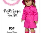 PDF Sewing Pattern for 18 Inch American Girl Doll Clothes - Puddle Jumper Rain Set ePattern