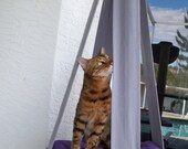 Royal Purple & Grey Single Kitty Cloud, Hanging Cat Bed