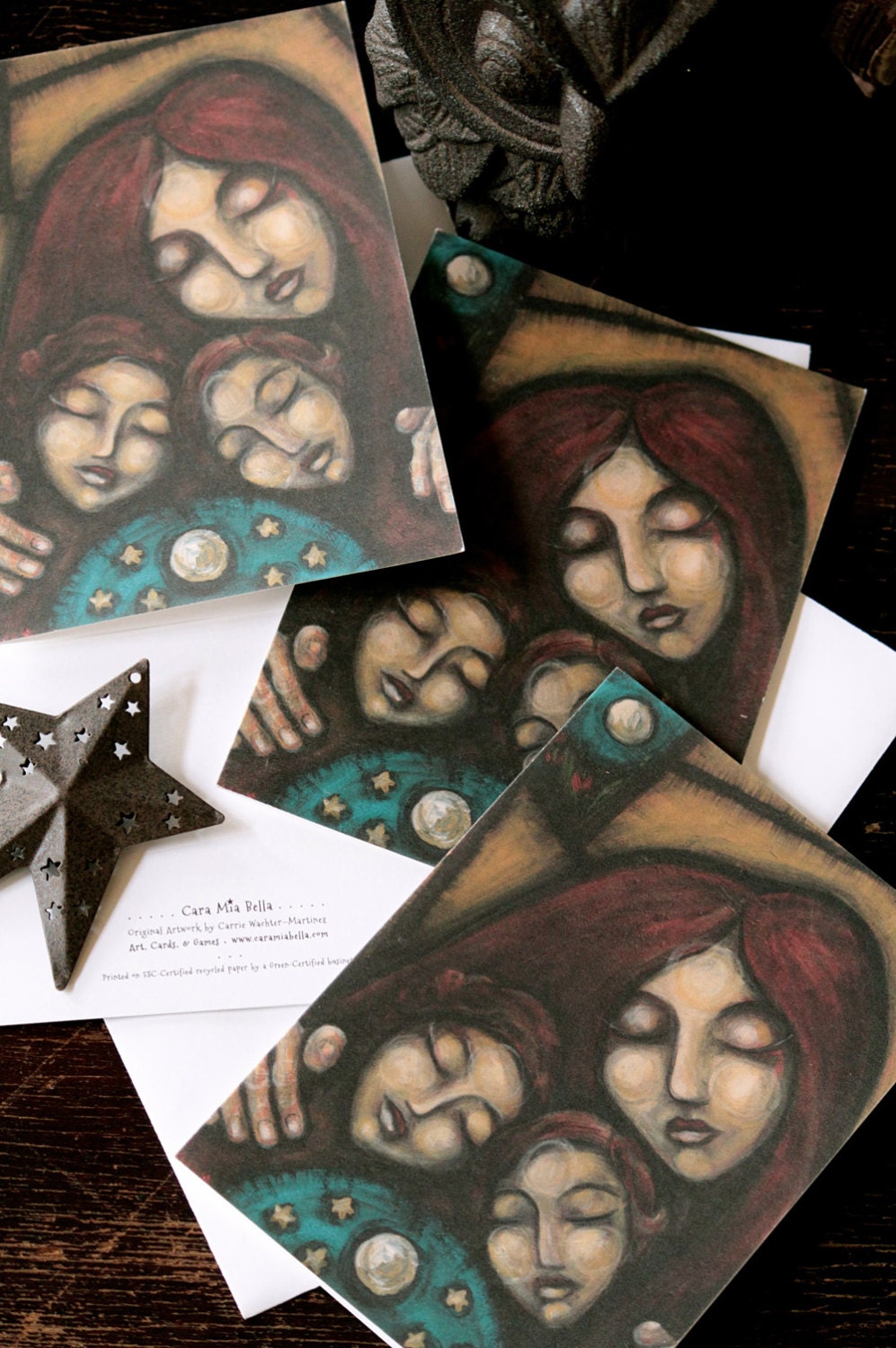 Portrait of a Mother Art Greeting Card Set of 10 Recycled 5 x 7 Blank Birthday Cards Pregnancy Birth Mother Madonna Children Family Moon