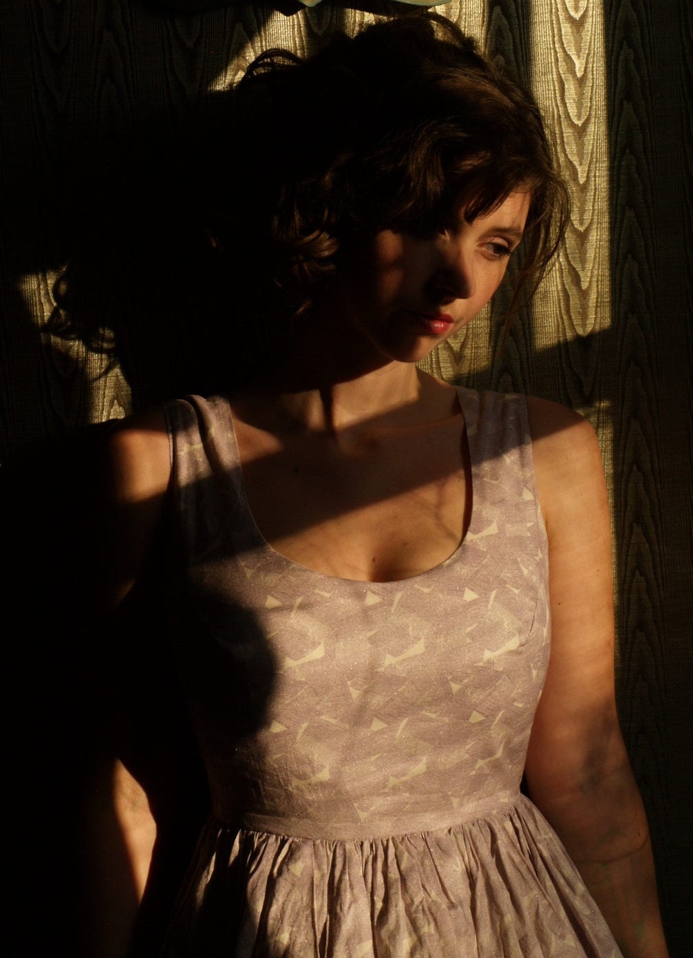 Classic custom tailored dress- lightweight cotton with lace petticoat lining- full gathered skirt- made to measure