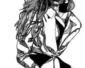 B&W Fashion Illustration - White Shirt by Paul Nelson-Esch