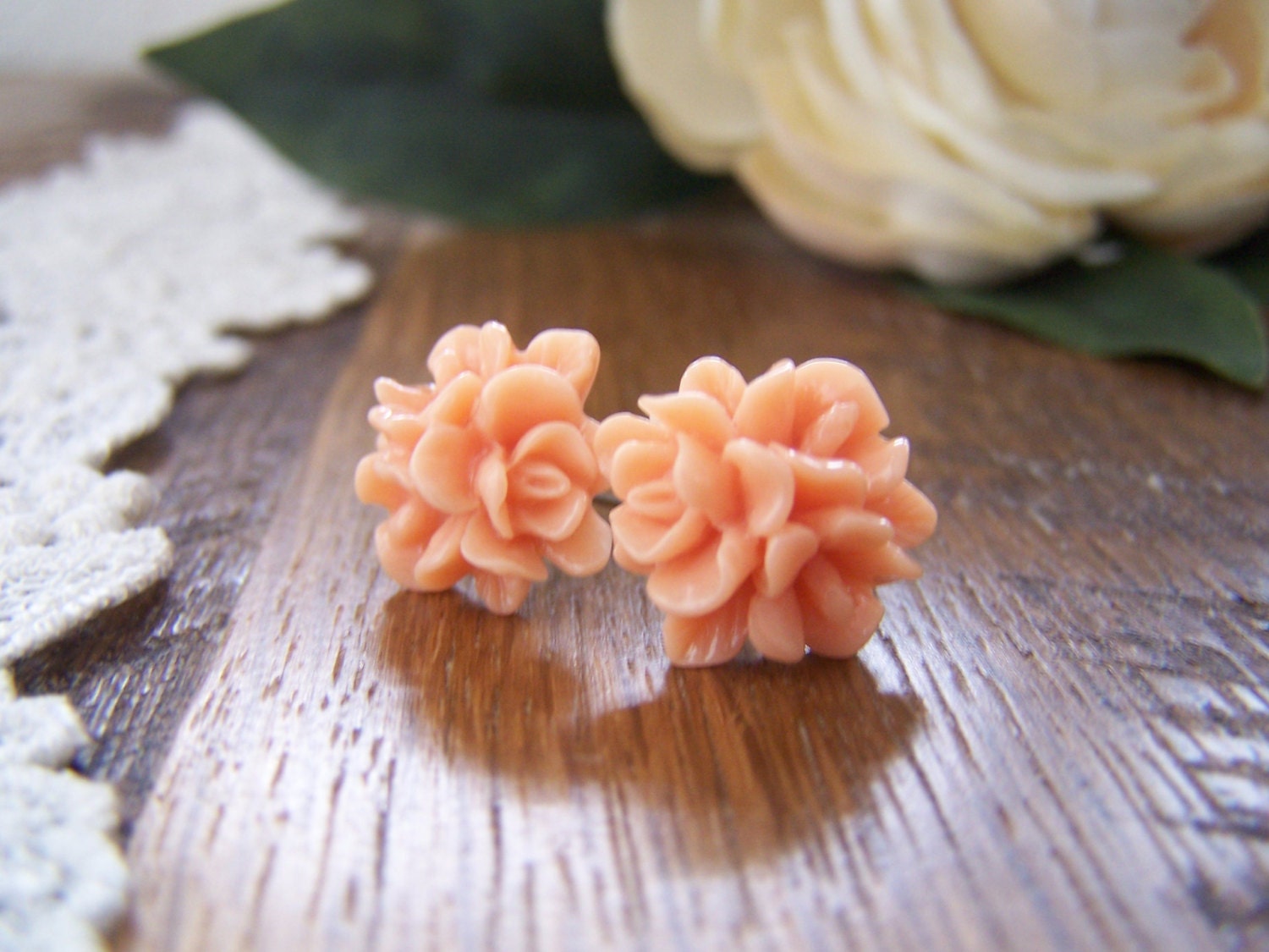 Peach Jacqueline Stud Earrings