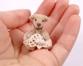 Micro Miniature Artist Bear, beige, 3.5cm / 1.5inches by VonneBears