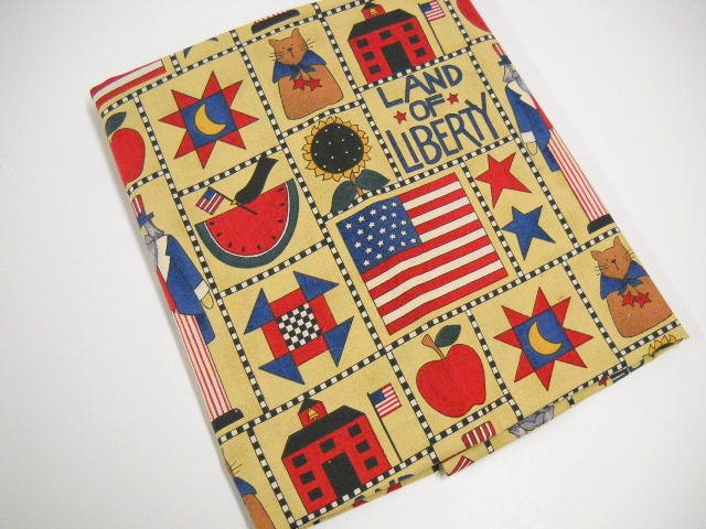 Patriotic Print Fabric, Sewing Notions, Primitive Print, DIY projects, Yardage, Fabric Remnant, Stars and Stripes Print,