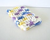 Crochet Soap Saver Sack Yellow, Purple, and Blue 100% Cotton Ready To Ship