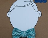 Aqua Damask Clip On Bow Tie -- Baby, Toddler, Child, Teen, Adult