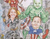 Avengers Assemble Family Custom Portrait Personalized Marvel Comic Art