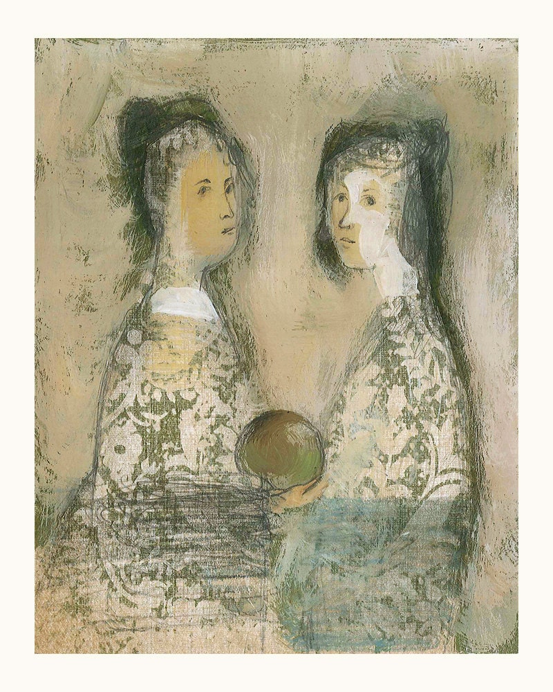MOTHER DAUGHTER original painting figurative portrait