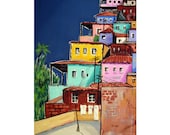 BRAZIL, Rio de Janeiro, Santa Teresa, Mixed Media, Original Illustration, Travel Poster, 11 x 17