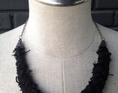 Braided Fabric Necklace in Black - chunky statement choker
