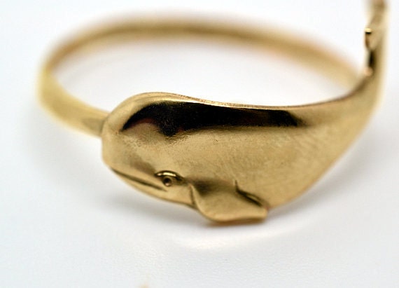 Gold Whale Ring, Handforged 14K Gold Fill Ring, Animal Jewelry, Nautical Ring