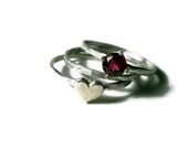 Silver Heart Ring, Peony Mystic Topaz, Handforged Stacking Rings, Romantic Jewelry