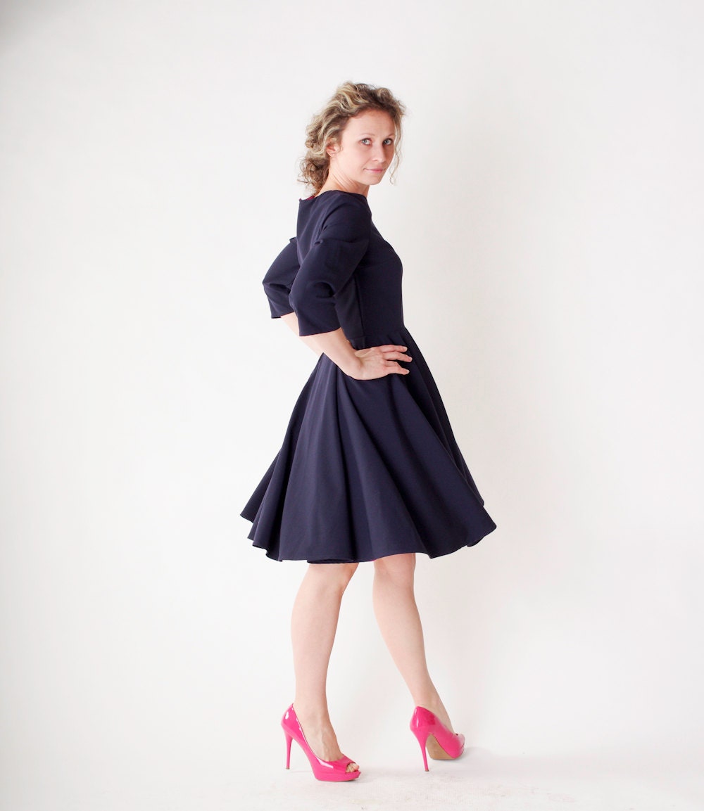 Long sleeve dress, Navy dress