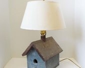 Rustic Birdhouse Lamp with Matching Bird House Lamp Shade