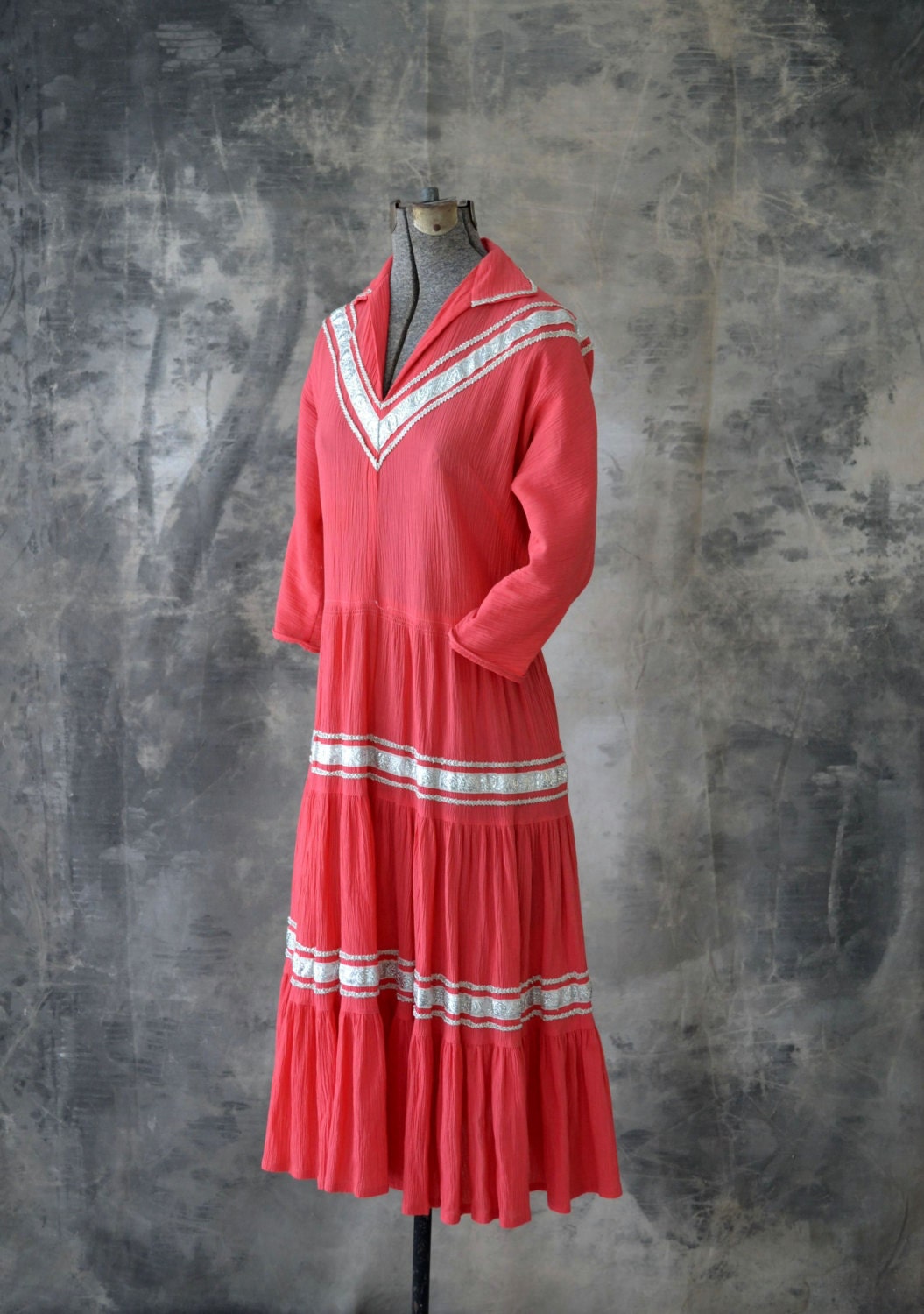 Coral Red Square Dance Dress