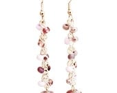 Purple glass earrings. Long earrings mounted on silver plated chain. Italian Artisanal Jewelry