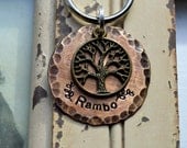 Antique Bronze Tree Dog Tag 1.25" -Pet ID Tag/Tags -Customizable / Keychain