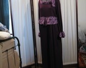 Reconstructed Recycled EcoFriendly Ladies' Purple Dress Sz Large LS with Lavender/Purple Indian Asian Ethnic Repurposed