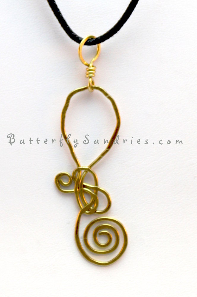 Handmade Yellow Brass Siren's Song Pendant