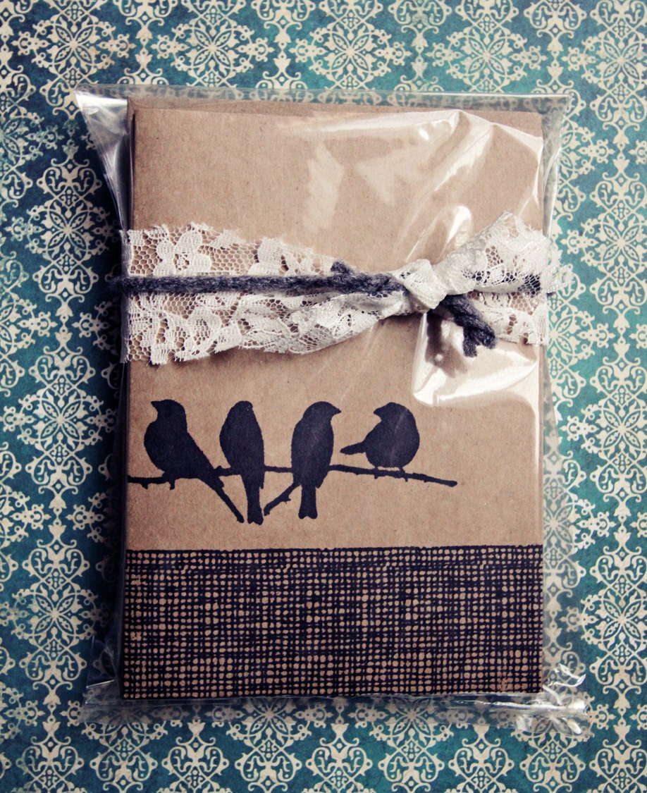 Birds of a Feather, Brown Kraft Paper Cards, Set of 5