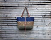 Waxed canvas shoulderbag carry all with  leather handles, 3 color bag COLLECTION UNISEX