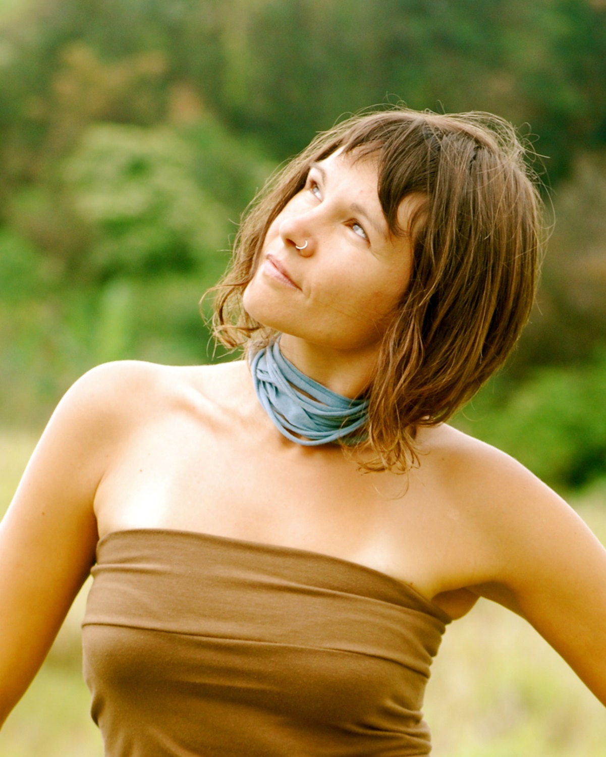 Fabric Necklace - Choker - Headband - Bracelet - Armband - Jersey - Pale Blue - Organic - Eco Friendly