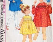 1960s Toddler Girls Dress Pattern, Vintage Sewing Pattern, Smocking, Party Dress, Summer Dress, Simplicity 5553 Size 3