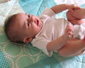 Crib Quilt - Pastel Mix of Aqua, White, and Ivory - Boy or Girl
