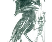 Raven with a marionette of death 11x17"print