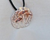 Mushroom Trio Pendant with Wart Caps in Fine Silver OOAK Handmade
