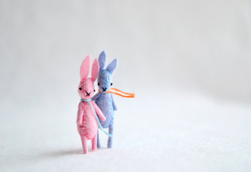 pink miniature felt bunny