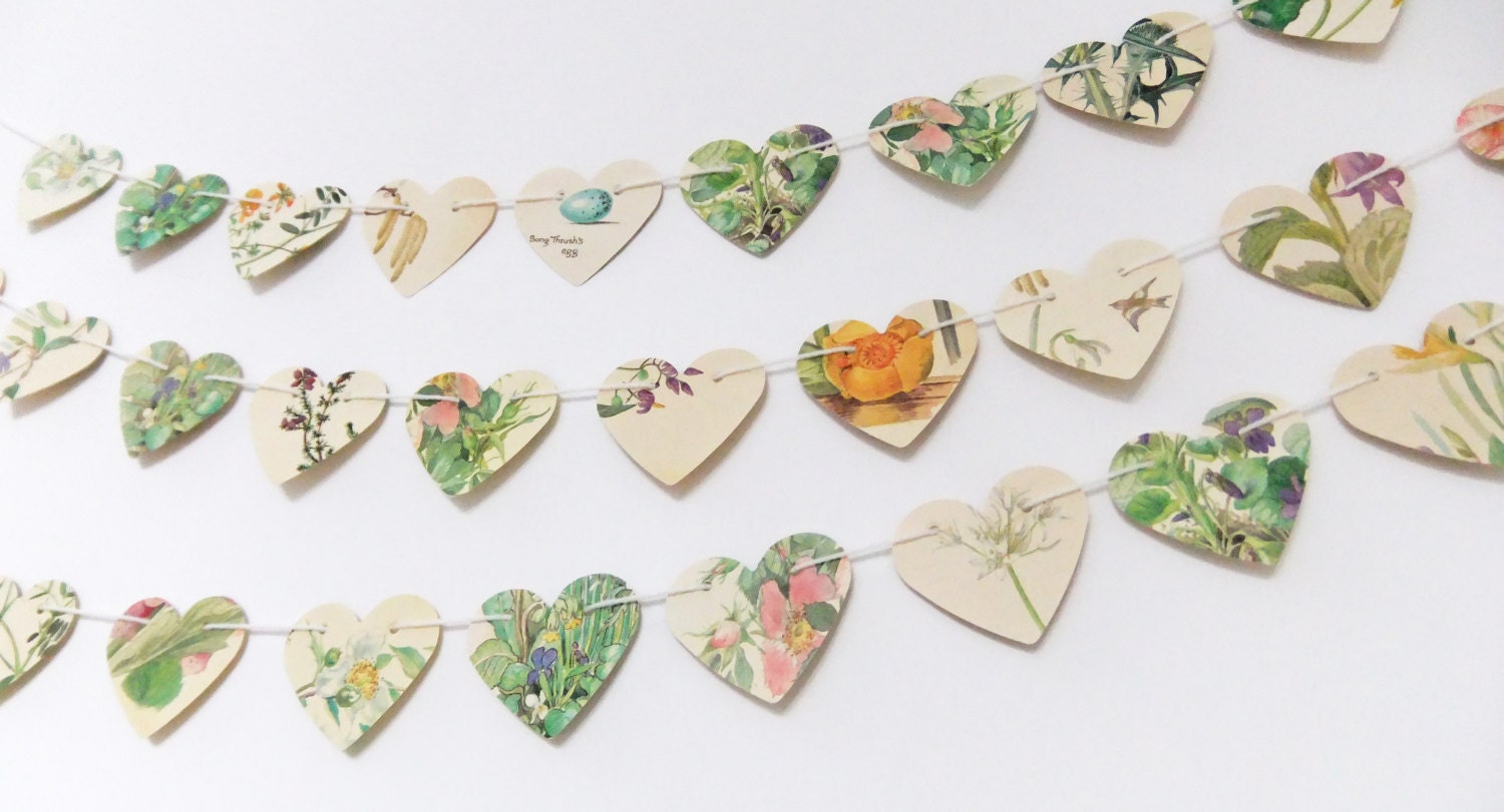 Spring bunting - heart bunting - garland - wall decor - Earth Day - Mothers Day gift - wedding decor