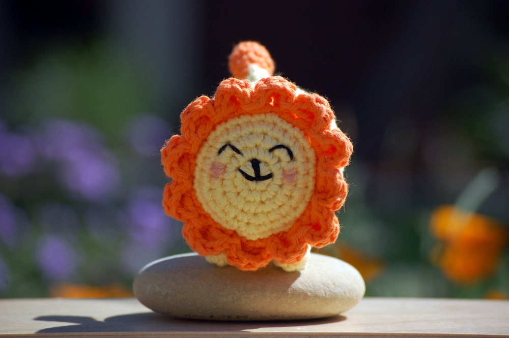 Goldie the Little Lion Amigurumi, crochet plush toy lion cub safari nursery baby, butter yellow and orange