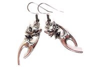Fancy Kitty Cat Earrings Silver Colored Metal with Surgical Steel Hooks or Clip Ons