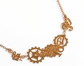 Clock Parts Necklace, Gold Necklace, Handmade Jewelry, Meaningful Necklace, Time Necklace, Happy Necklace, Kabbalah Necklace