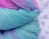 Hand Dyed Sock Yarn, gold sparkle yarn, merino nylon blend, 150g, pink, turquoise, lilac