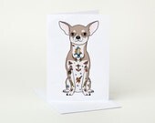 Tattoo Chihuahua Greeting Card (chiwawa, chiuaua)