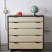 Mid Century Modern Painted 5 Drawer Tall Dresser / Gentleman's Chest WIth Rounded Pulls - 50s 60s Mod Mad Men
