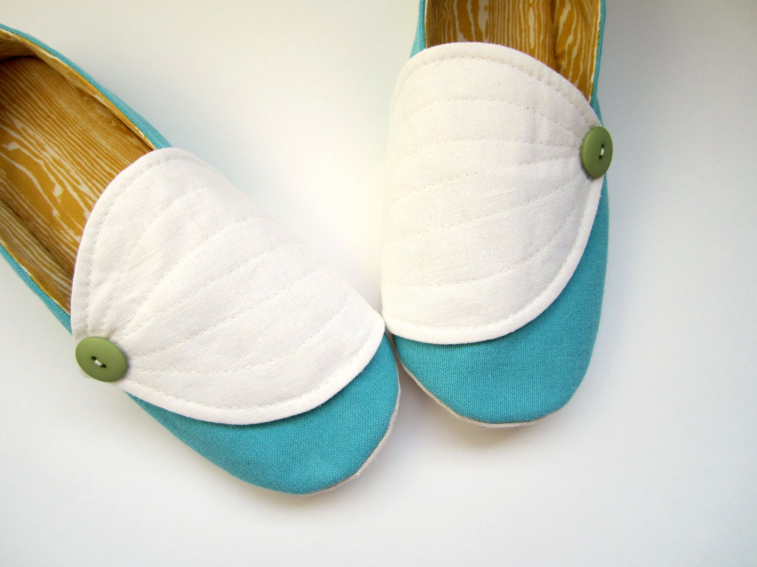 Women's Slippers - Turquoise and Yellow Moli-Spats