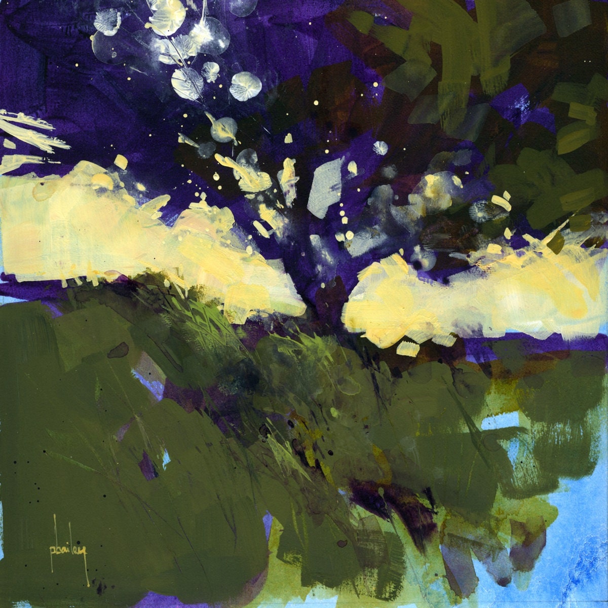 Original acrylic semi-abstract tree painting - Warm shadows