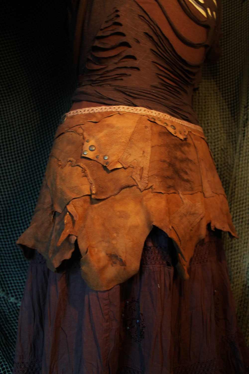 The Tribal  Woodland Warriors Belt or Skirt - in patchwork suede leather - for viking pixies pirate elfs fairys hunters gypsy  people