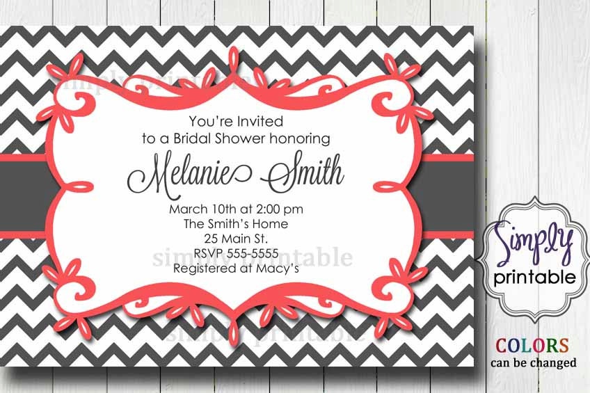 Bridal Shower Invited Coral/Gray Chevron Il_170x135
