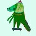 Kids Wall Art. Crocodile Skater. Wall Art for Children.