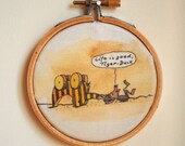 Life Is Good Tiger Duck - Tiny Wooden Embroidery Hoop Fabric Wall Art -  Nursery Decor, Children's Bedroom - A Letter for Tiger Book