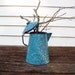 Coffee Pot, Vintage Enamelware, Blue Graniteware, Splatterware - Blue and White