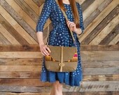 The Westwood Purse in Bark Tan with Bright Pink and Orange Wool Contrast and Aged Leather Straps