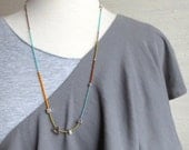 Lima - Long Color Block Miyuki Glass Seed Bead Geometric Necklace Aztec Necklace Orange Turquoise Magenta Chartreuse Green