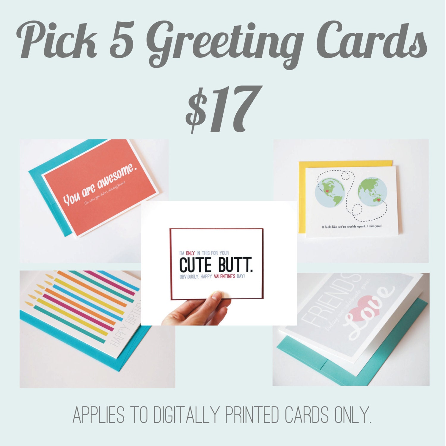 Pick Any 5 Greeting Cards - Set of 5 Greeting Cards - Mix and Match