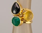 Cocktail Ring - Gemstone Rings - Stacking Ring - Stackable Rings - Birthstone Ring-  Bezel Rings - Gold Rings -  Vermeil Ring