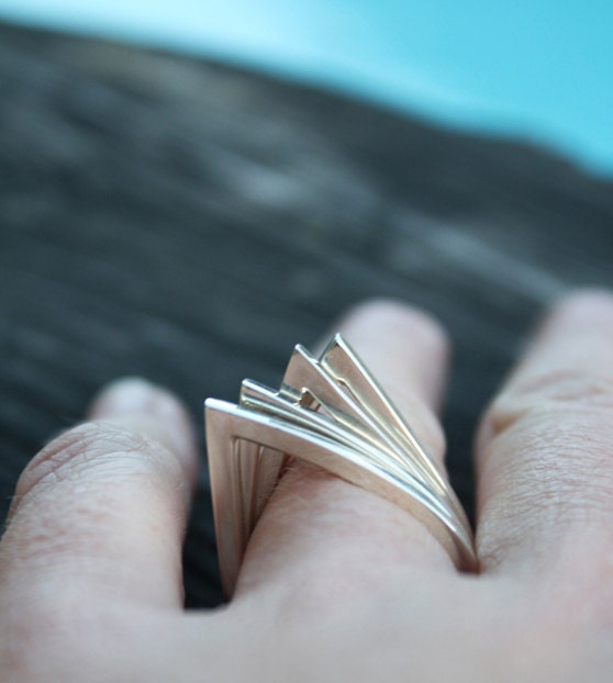 Stacking rings teardrop ring sterling silver statement ring modern contemporary jewelry